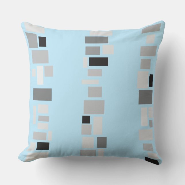 Light Blue MOSIAC TILES DESIGN Retro Throw Pillow (Front)