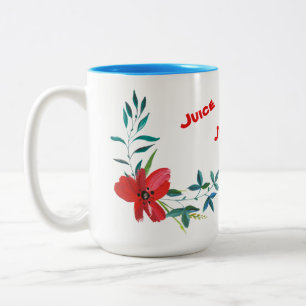 Light blue mug with a flower Decorate