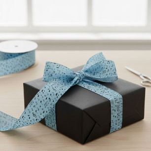 Light Blue Music Notes Decorative Ribbon for Gifts Satin Ribbon
