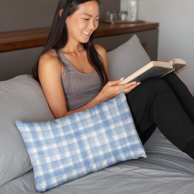 Light Blue n White Watercolor Gingham Chequered  Pillowcase (Creator Uploaded)