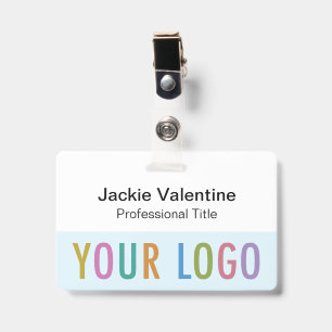 Light Blue Name Badge with Clip Reel or Lanyard ID Badge