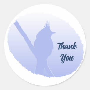Light Blue Nature Bird Silhouette Thank You Classic Round Sticker