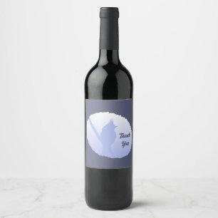 Light Blue Nature Bird Silhouette Thank You Wine Label