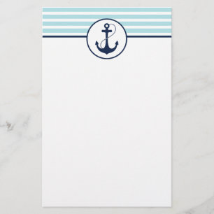 Light Blue Nautical Anchor Stationery