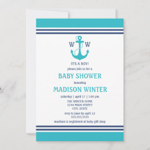 Light Blue Nautical Baby Shower Invitations