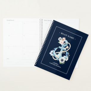 Light-blue nautical boat anchor marine flowers planner