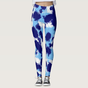 Light Blue, Navy and White Abstract Leggings