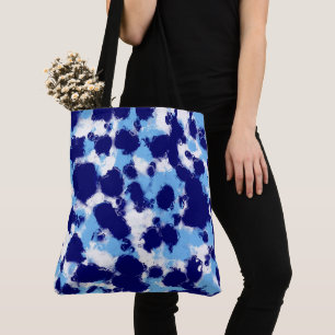 Light Blue, Navy and White Abstract Tote Bag