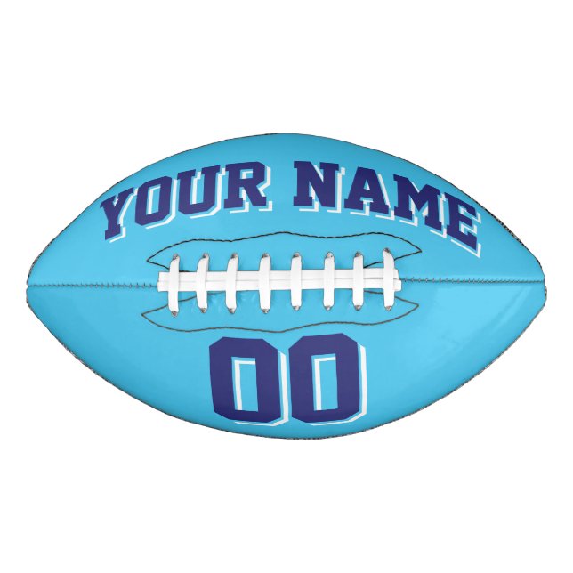 LIGHT BLUE NAVY AND WHITE Custom Football American Football (Front)