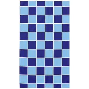 Light Blue, Navy and White Squares Tablecloth