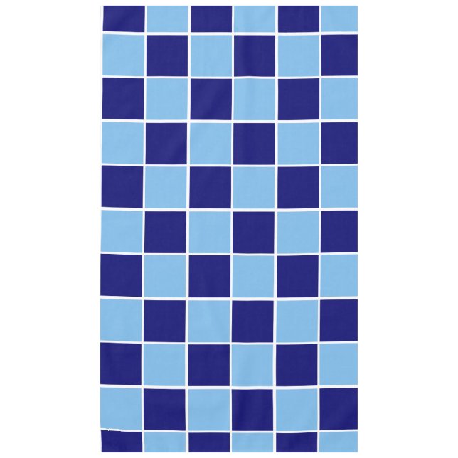 Light Blue, Navy and White Squares Tablecloth (Front)
