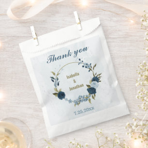 light blue navy flowers wedding  favour bags
