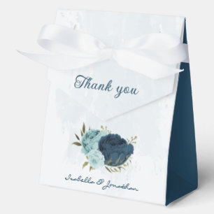 light blue navy flowers wedding favour box
