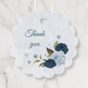 light blue navy flowers wedding favour tags