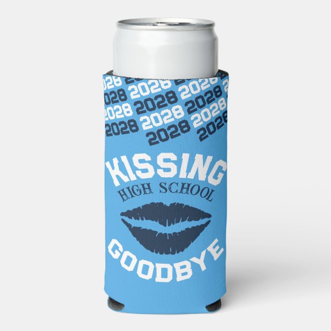 Light Blue Navy Graduation Kissing School Goodbye Seltzer Can Cooler (Seltzer Front)