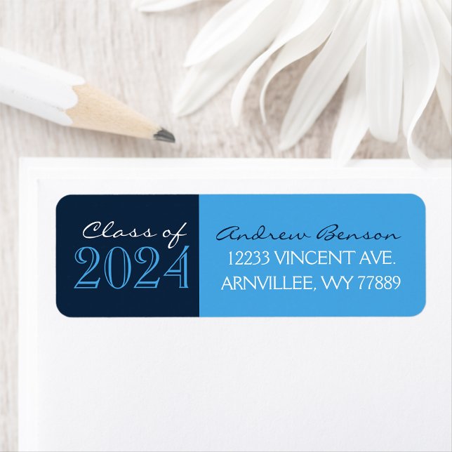 Light Blue & Navy Graduation Return Address Label (Creator Uploaded)