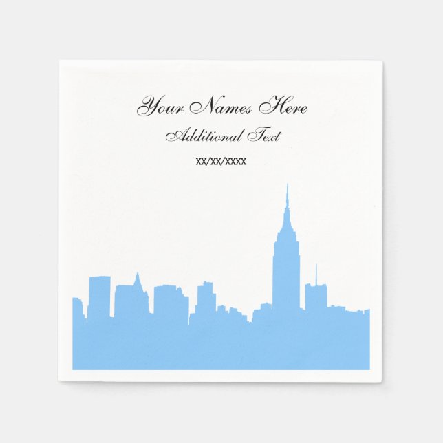 Light Blue NYC Skyline Silhouette, ESB Napkin (Front)