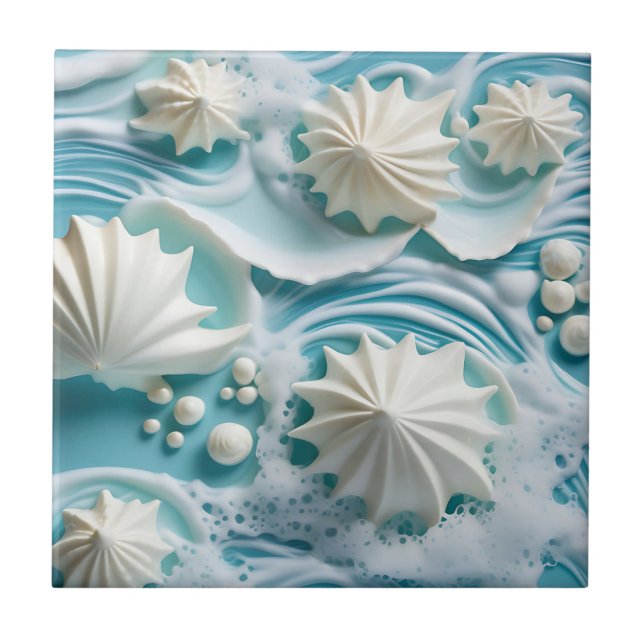 Light Blue Ocean Background with Seashells Tile (Front)