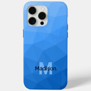 Light blue ombre geometric mesh pattern Monogram iPhone 15 Pro Max Case