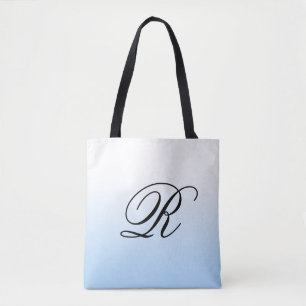 Light Blue Ombre Over Any Colour with Monogram Tote Bag