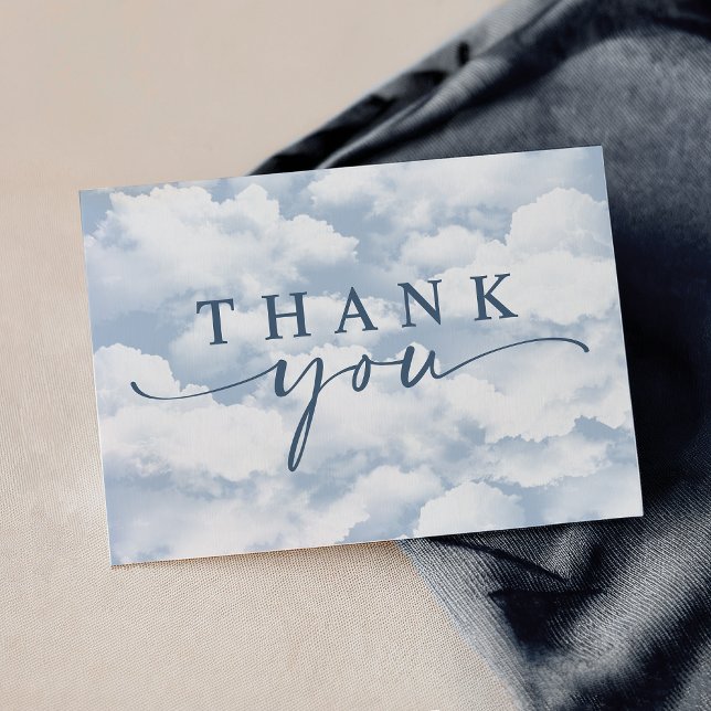 Light Blue "On Cloud Nine" Bachelorette Folded Thank You Card (Creator Uploaded)