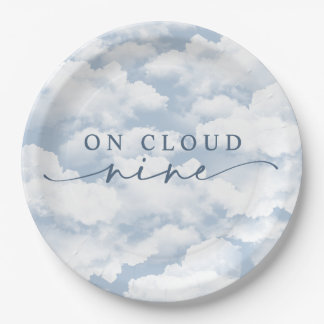 Light Blue "On Cloud Nine" Bachelorette Weekend  Paper Plate