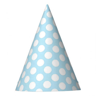Light Blue on White Polka Party Hat
