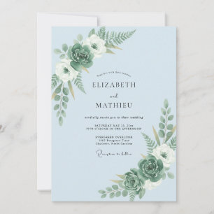 Light Blue Organic Woodland Wedding Invitation