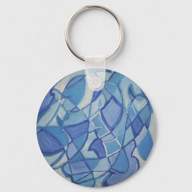 Light Blue Original Abstract Artwork Kara Willis Key Ring (Front)