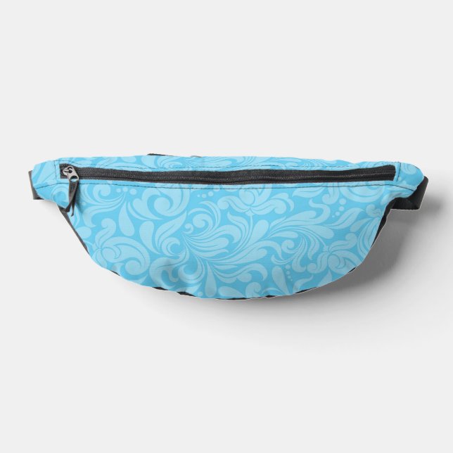 LIGHT BLUE ORNATE FLOURISH PATTERNS BUM BAGS (Lay Down)