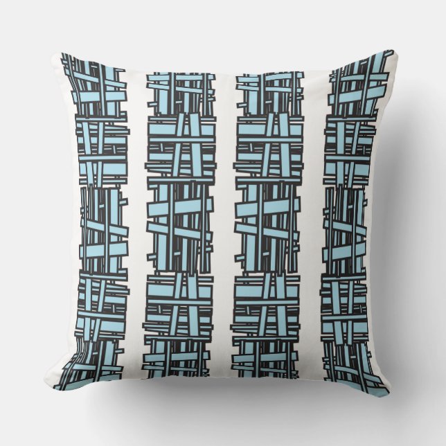 LIGHT BLUE OVERLAP DESIGN Retro Throw Pillow (Front)