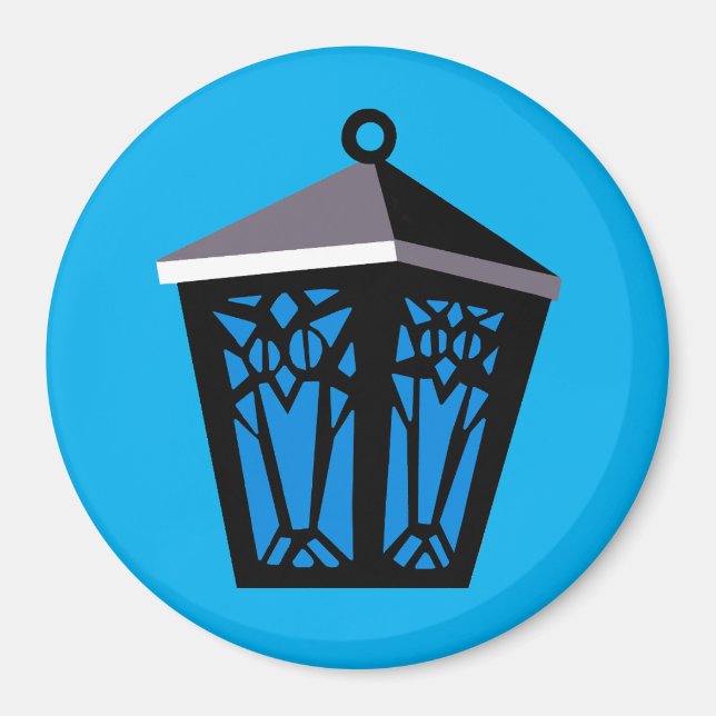 Light Blue Owl Lantern Magnet (Front)