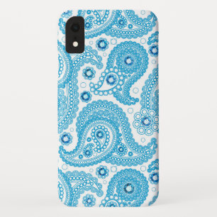Light Blue Paisley Pattern iPhone XR Case