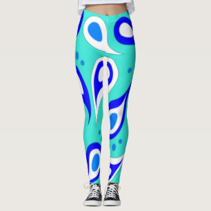 Light Blue Paisley  Pattern Leggings