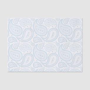 Light Blue Paisley Pattern on White Tissue Paper