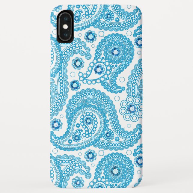 Light Blue Paisley Pattern With Diamonds Case-Mate iPhone Case (Back)
