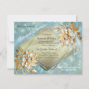 Light Blue-Palette on a Bronze Gold Barogue design Invitation