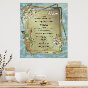 Light Blue-Palette on a Bronze Gold Barogue design Poster