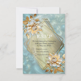 Light Blue-Palette on a Bronze Gold Barogue design RSVP Card