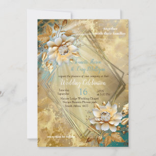 Light Blue-Palette on Gold Barogue design Invitation