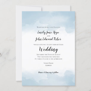 Light Blue Pastel Watercolors Wedding Invitation
