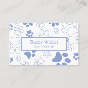 Light Blue Paw Print Dog Walker Pet Sitter Business Card