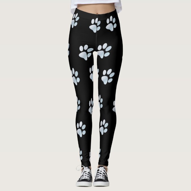 Light Blue Paw Prints Leggings (Front)