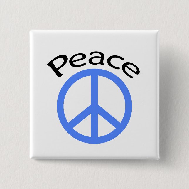 Light Blue Peace & Word 15 Cm Square Badge (Front)