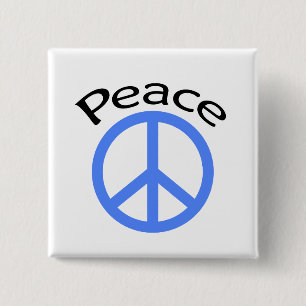 Light Blue Peace & Word 15 Cm Square Badge