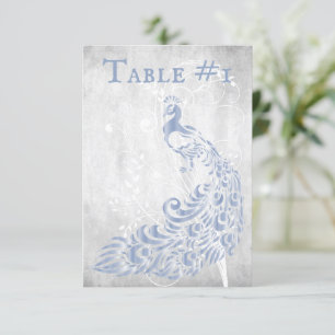 Light Blue Peacock Leaf Vine Table Card