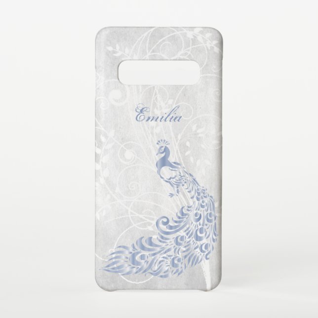 Light Blue Peacock Personalise Samsung Galaxy Case (Back)
