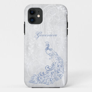 Light Blue Peacock Personalised iPhone 11 Case
