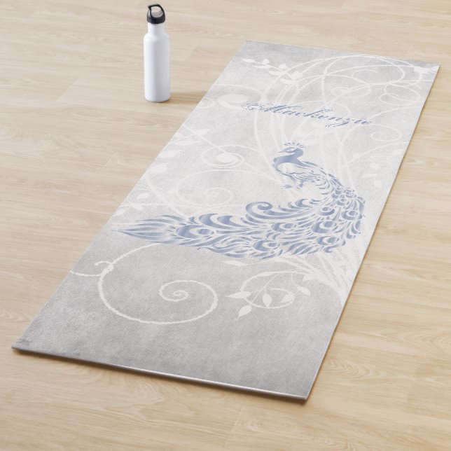 Light Blue Peacock Personalised Yoga Mat (In Situ)