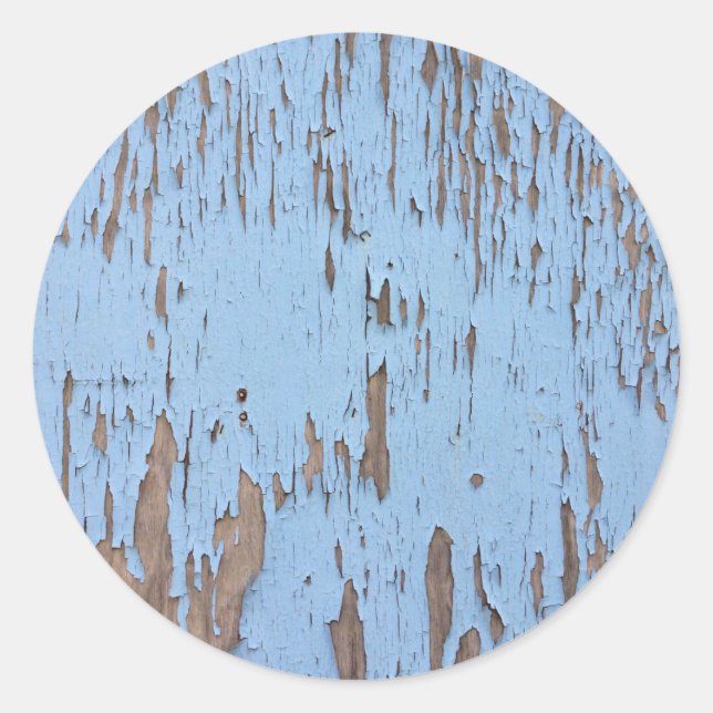Light Blue Peeling Paint Classic Round Sticker (Front)